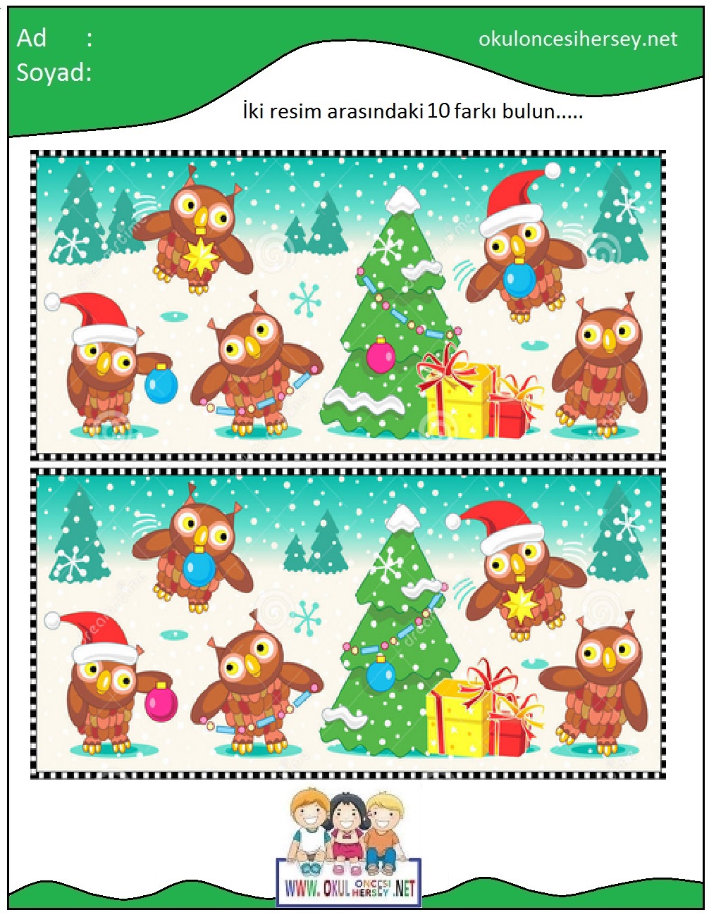 okul öncesi İki Resim Arasındaki Farkı Bul